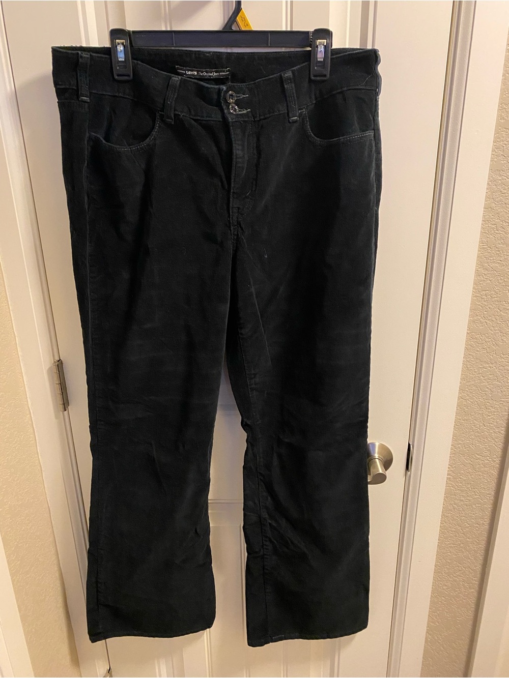 Levis 14 Pants 526 Slender Black Corduroy Stretch Slacks Flap Pockets Bootcut